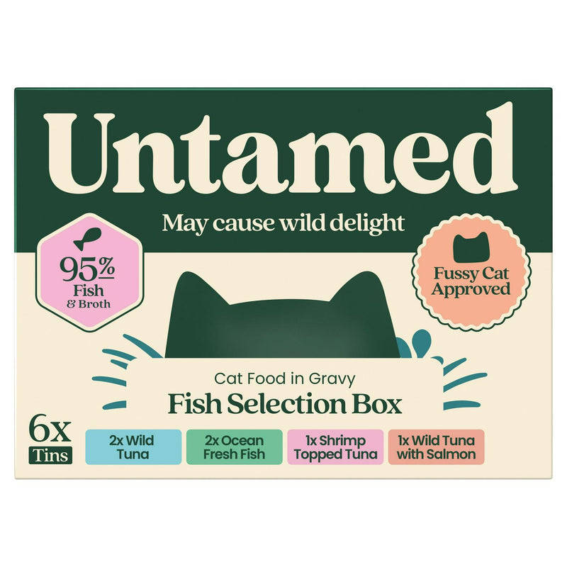 Untamed wet cat food in gravy fish selection box 6 x 75g (British brand)