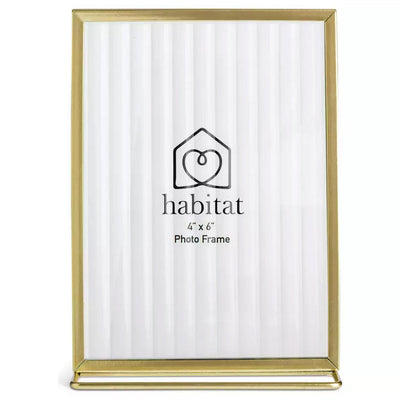 Sainsburys Habitat Reeded Glass Frame Gold 4x6 inch Stand Photo Frame- Buy online at McGrocer