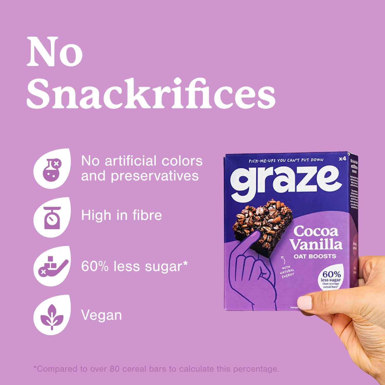 Graze cocoa vanilla oat flapjack bars 4-pack - British product