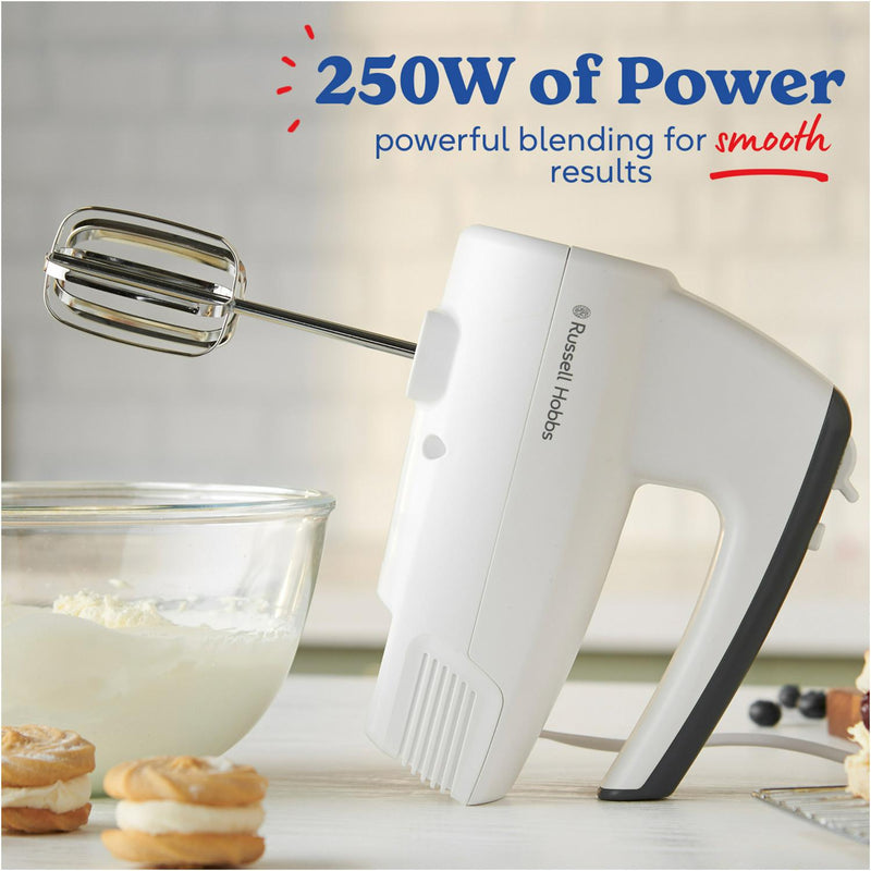 Russell Hobbs Go Create white hand mixer, imported from the UK