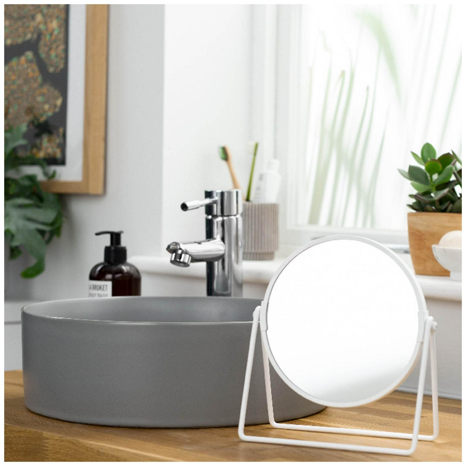 Sainsbury's Home white metal round swivel mirror 21x19cm (British brand)
