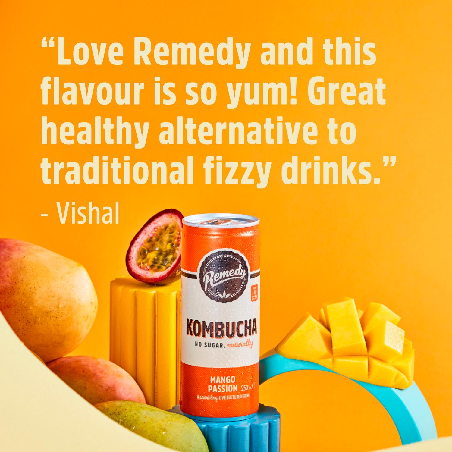 Remedy Kombucha Mango Passion 700ml bottle (British brand)