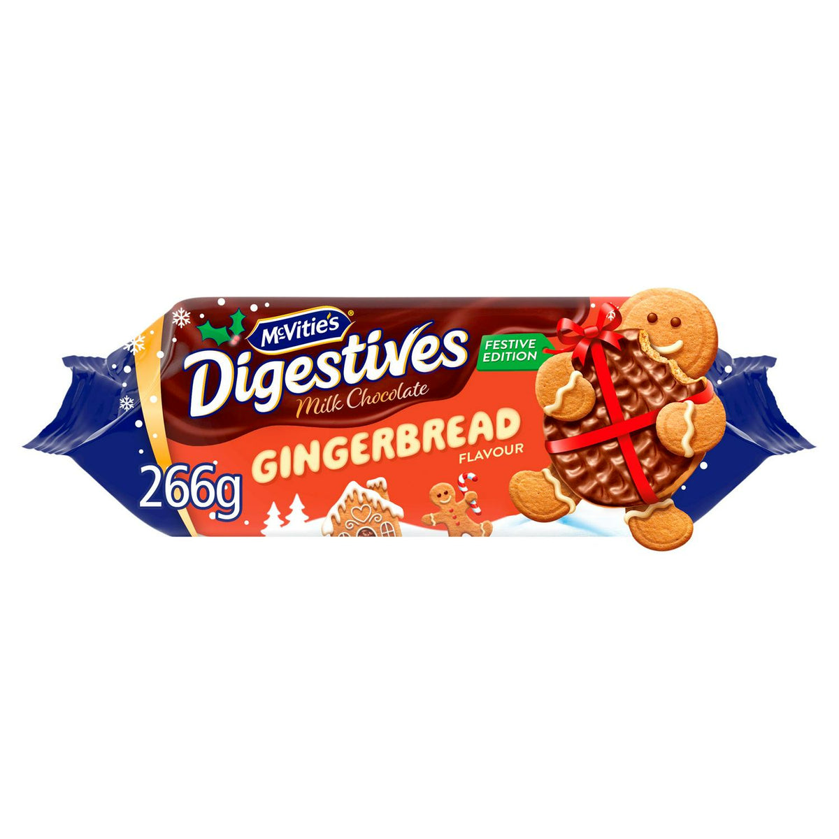 Gingerbread Flavour Wheatmeal Milk Chocolate Biscuits, Festive Edition 266g