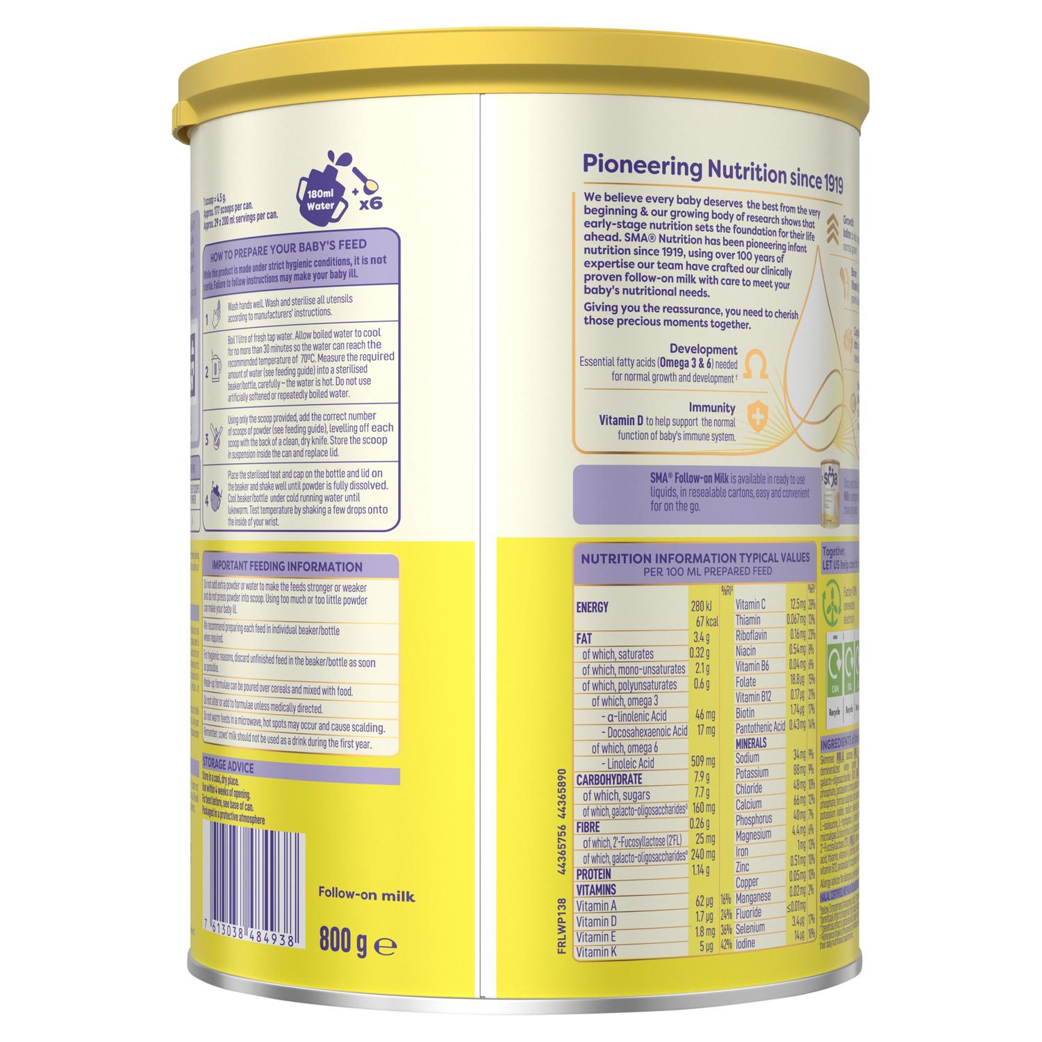 SMA Follow On Baby Milk Powder Formula 6-12 Months 800g