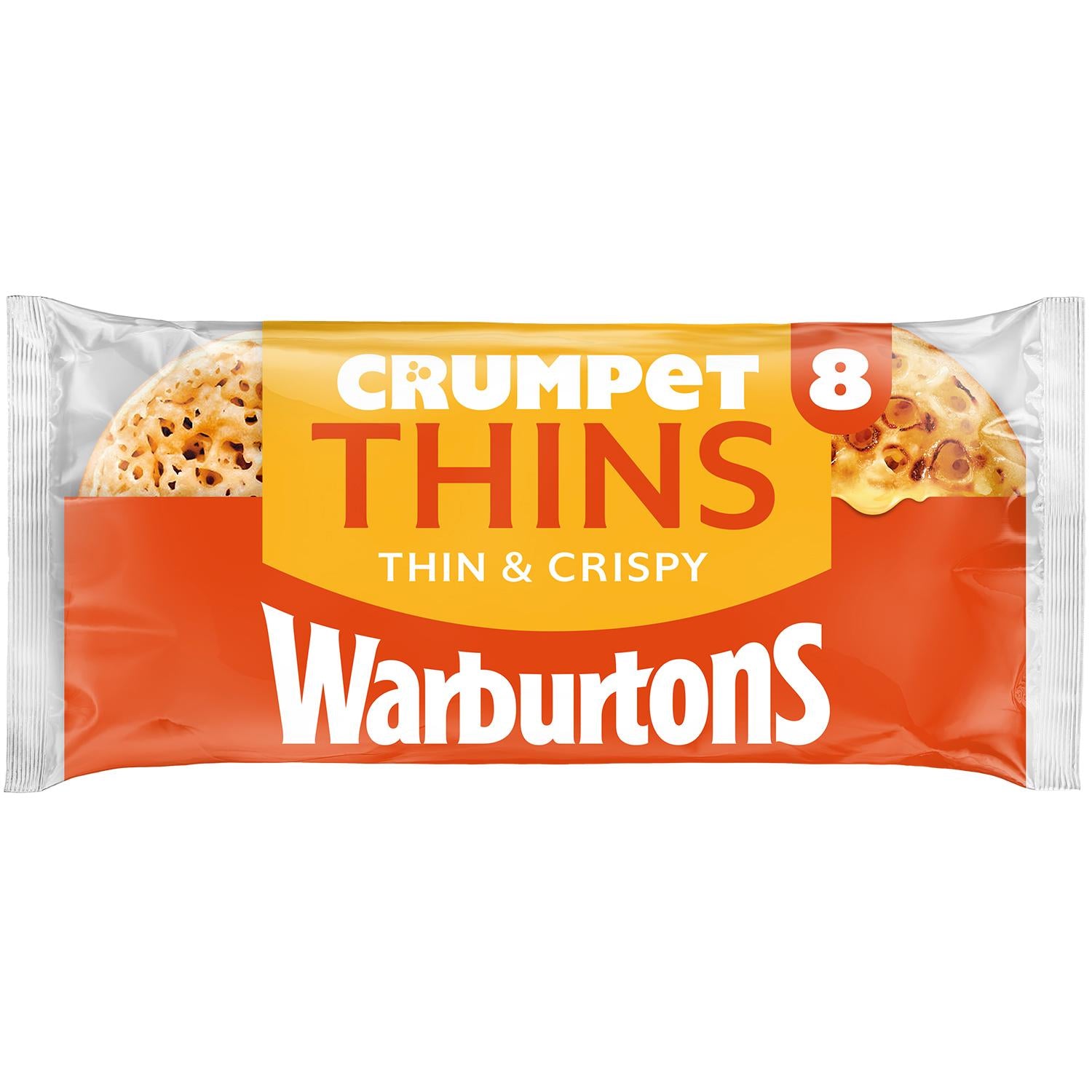 Warburtons Crumpet Thins 8 Pack vegan friendly breakfast option (British brand)