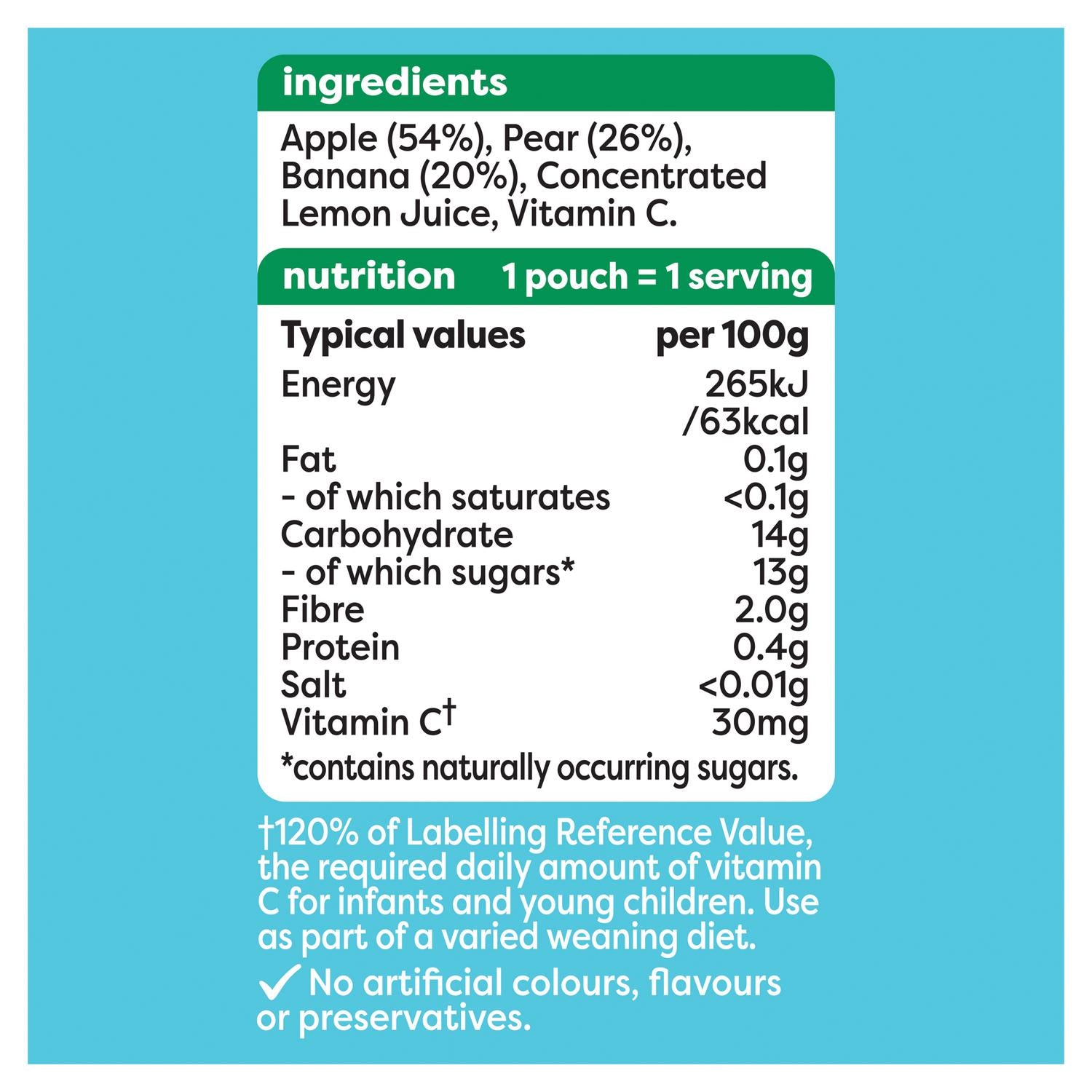 Heinz Apple Pear Banana puree pouch 100g, UK version