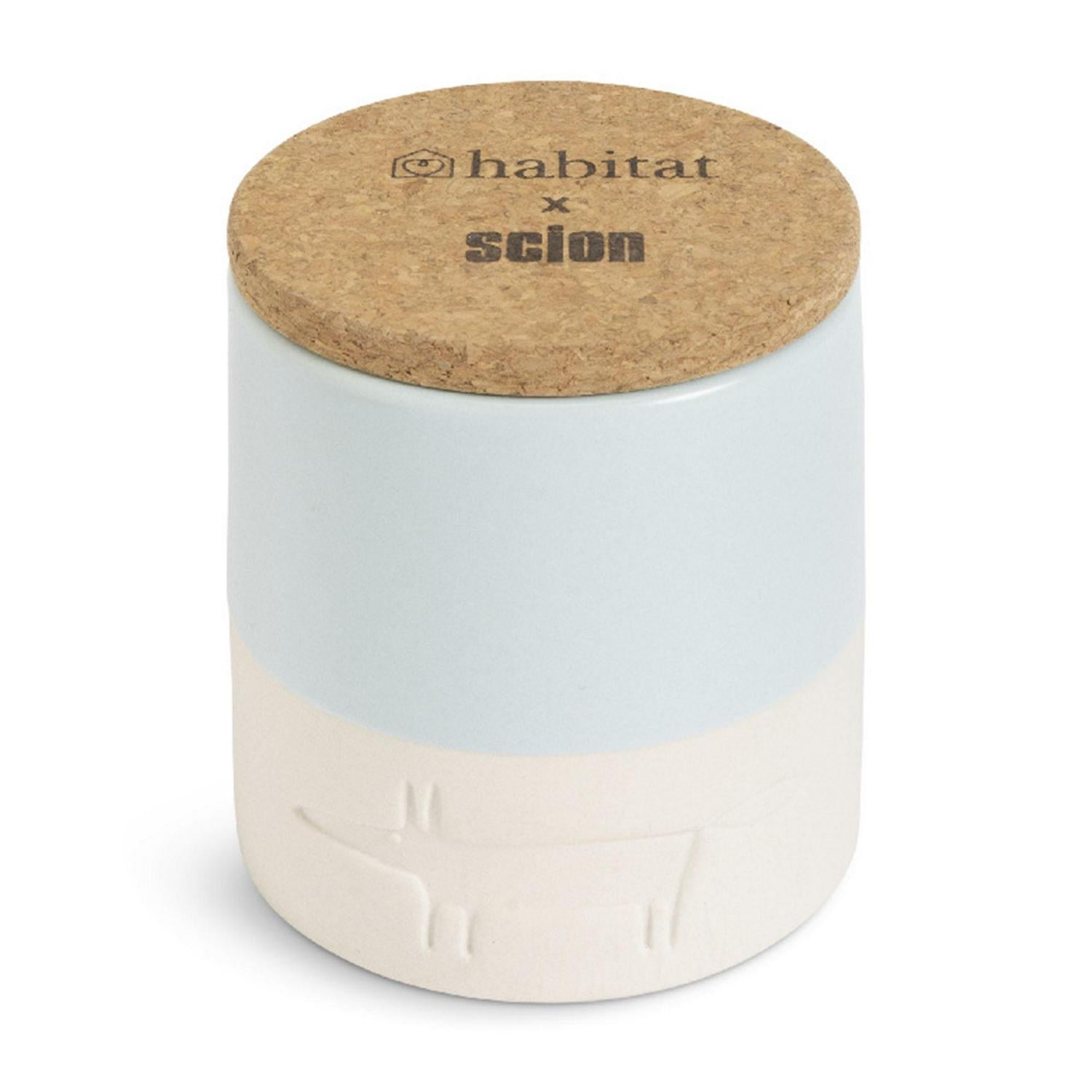 Habitat x Scion ceramic candle Mr Fox Blue 8cm, UK version