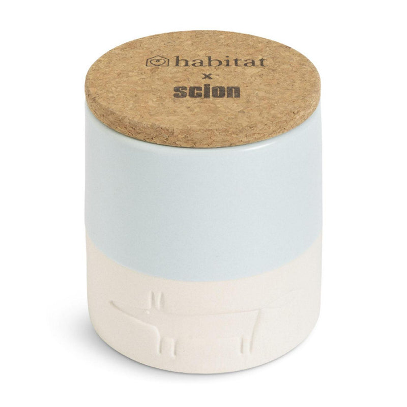 Habitat x Scion ceramic candle Mr Fox Blue 8cm, UK version