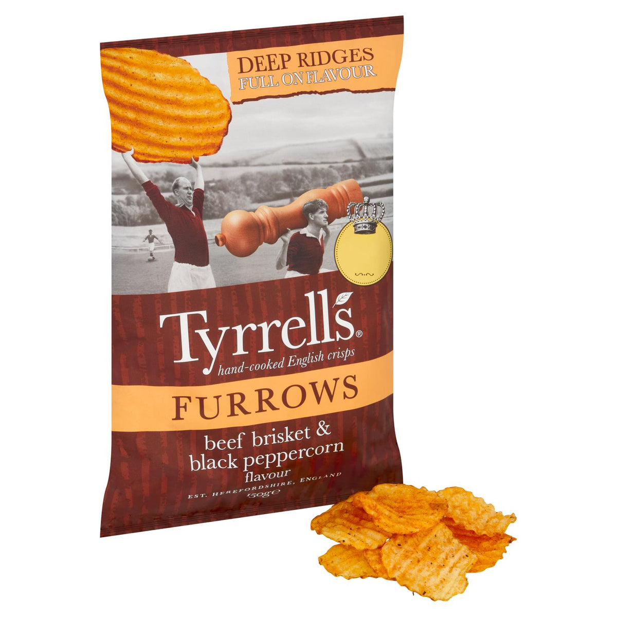 Tyrrells Furrows Beef Brisket & Black Peppercorn Sharing Crisps 150g