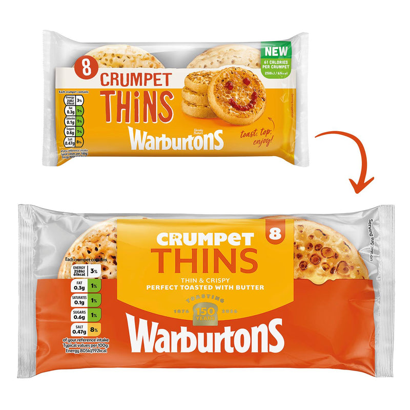 Warburtons Crumpet Thins 8 Pack vegan friendly breakfast option (British brand)
