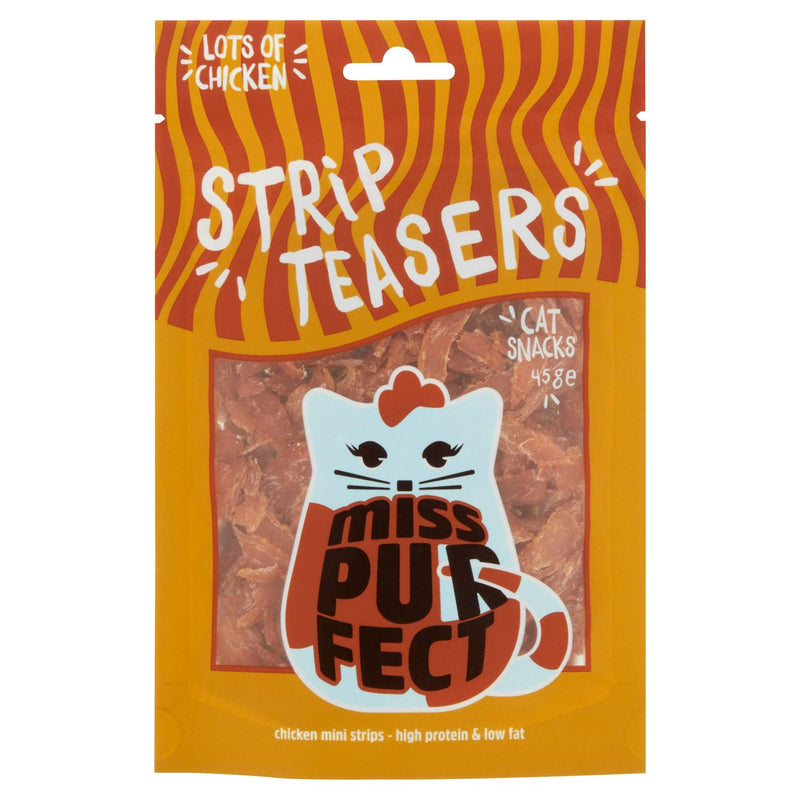 Miss Purfect chicken mini strips cat snacks 45g, imported from the UK