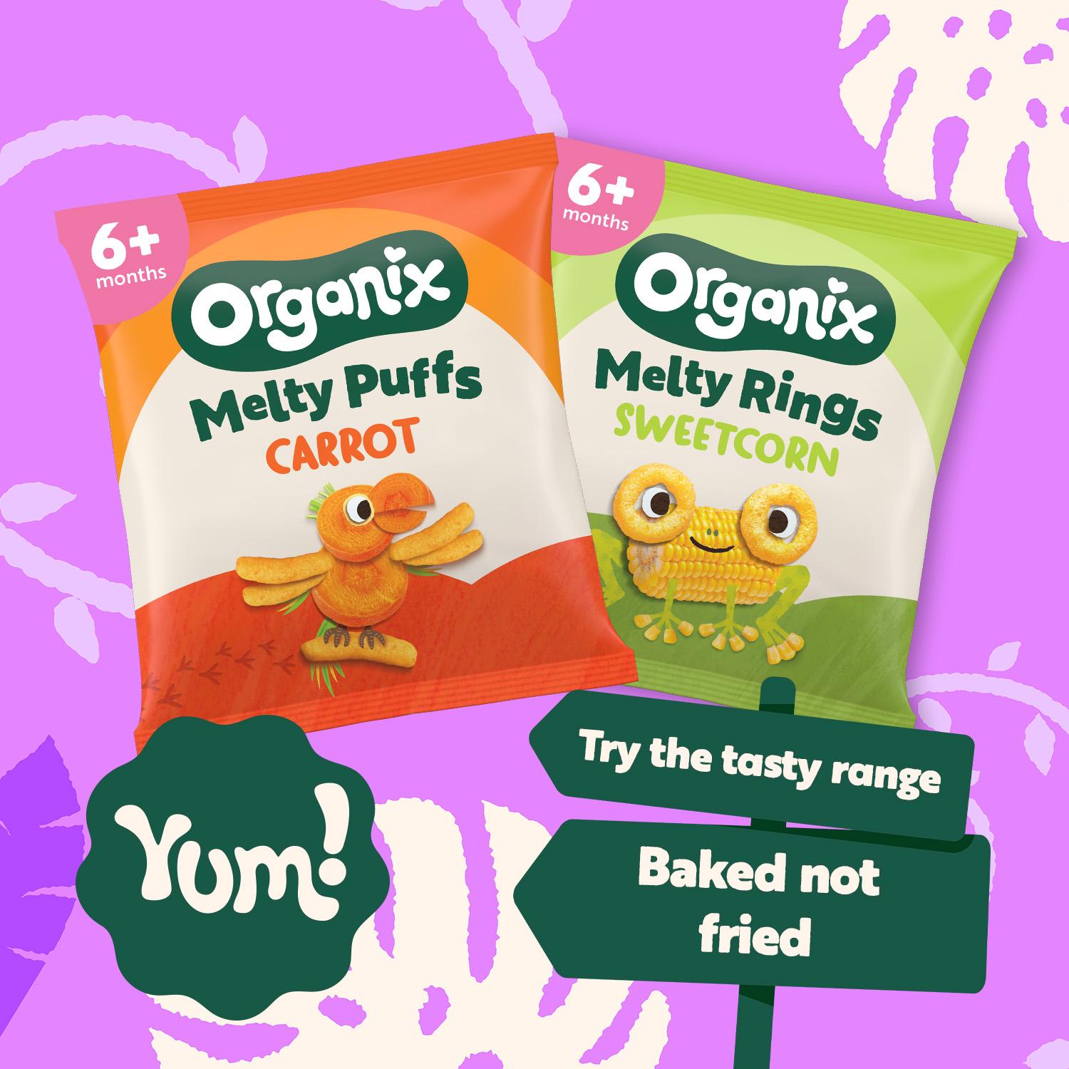 Organix carrot baby puffs 4x18g, imported from the UK