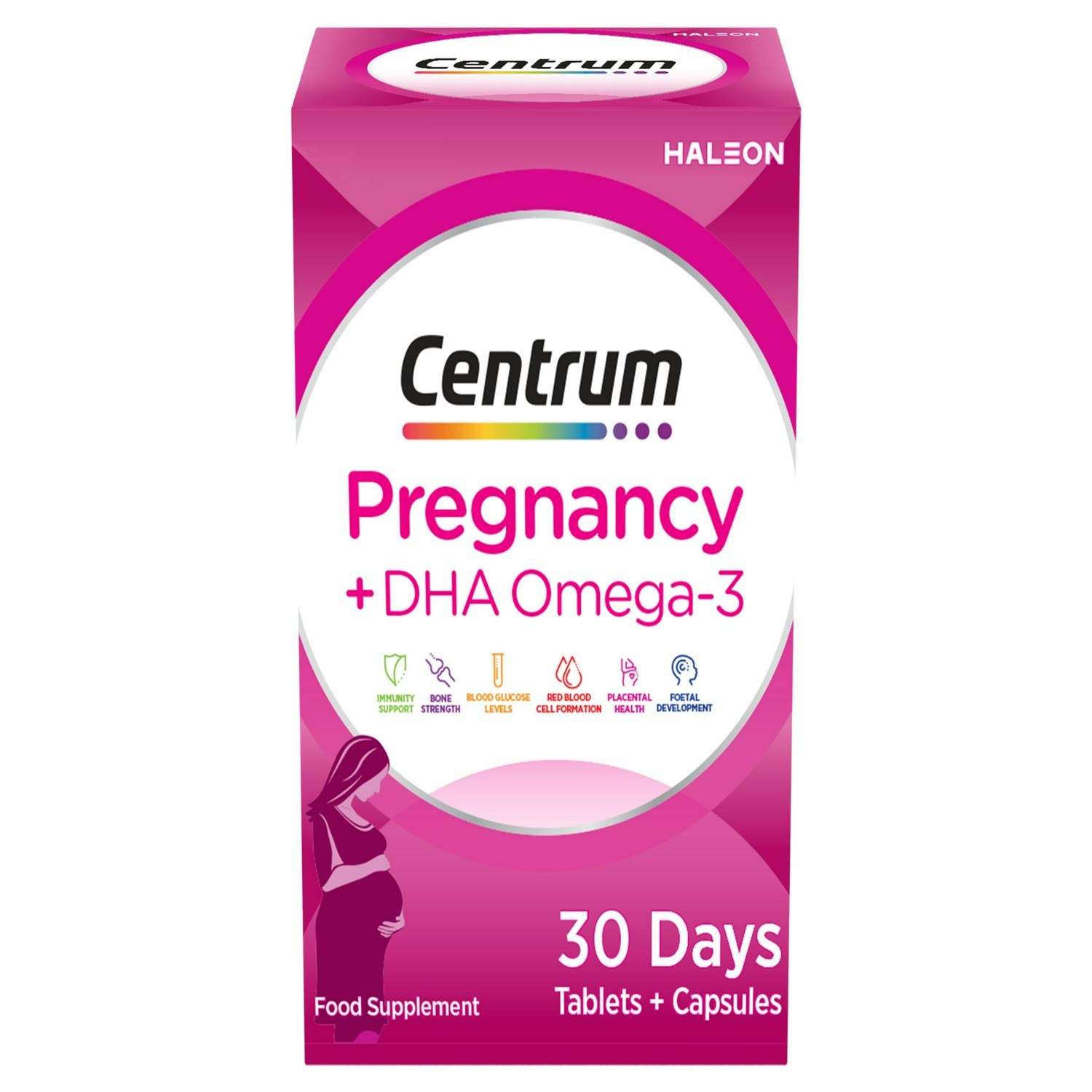 Centrum Pregnancy vitamins DHA Omega 3 60 tablets, imported from the UK