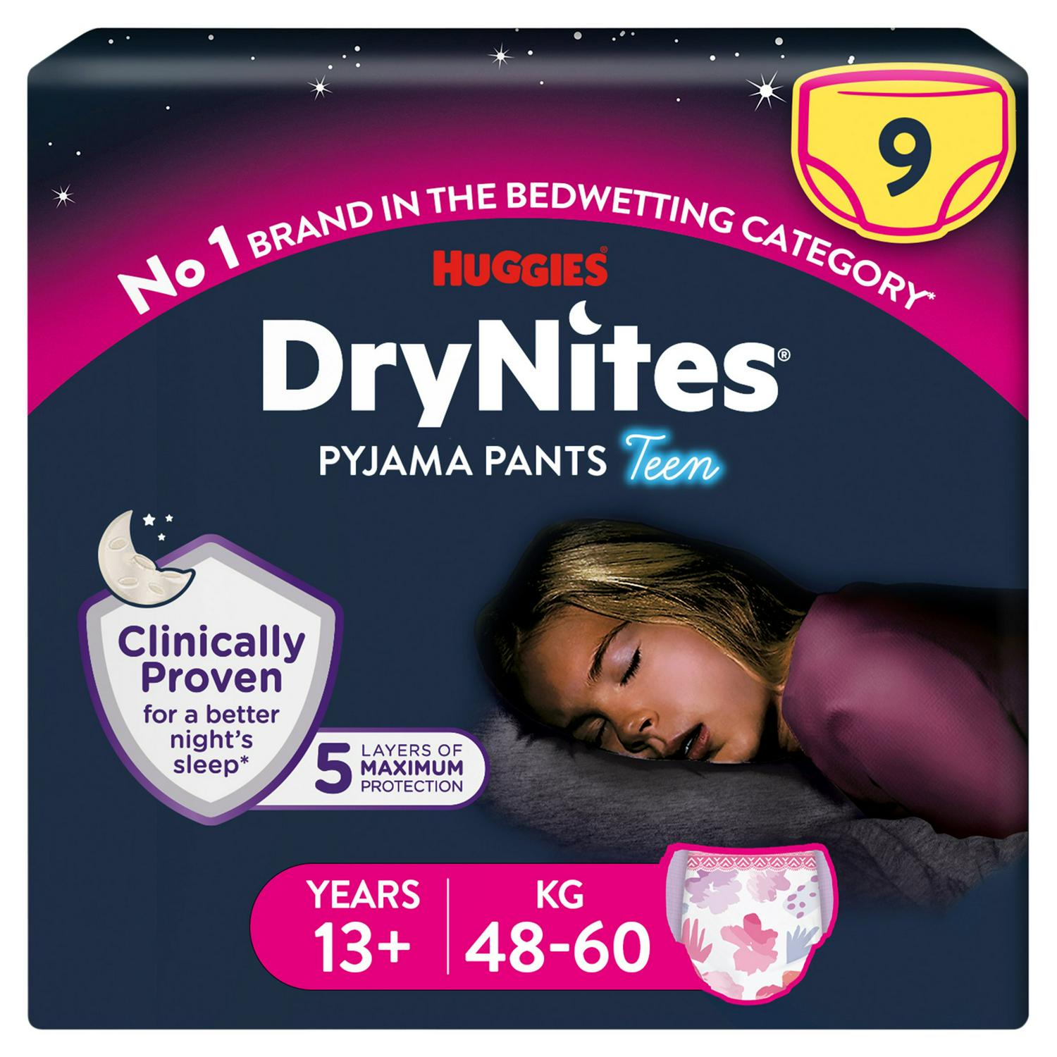Huggies DryNites Girls Pyjama Pants Bedwetting Frozen 48-60kg, UK version