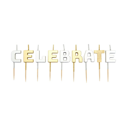 Sainsbury's Home Metallic Celebrate Buchstabenkerze, 9er-Pack