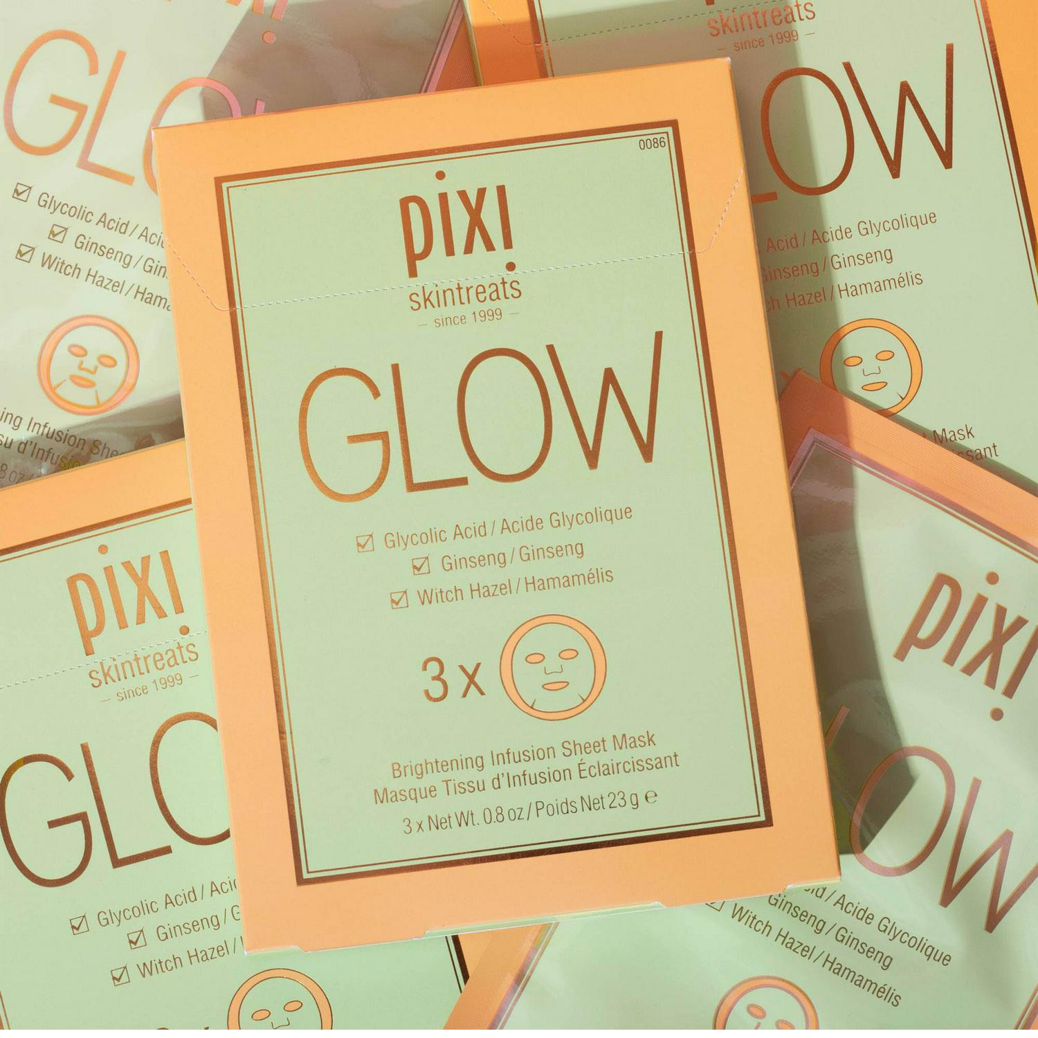 Brightening and Hydrating Face Sheet Mask Set of 3 with Glycolic Acid and Hyaluronic Acid