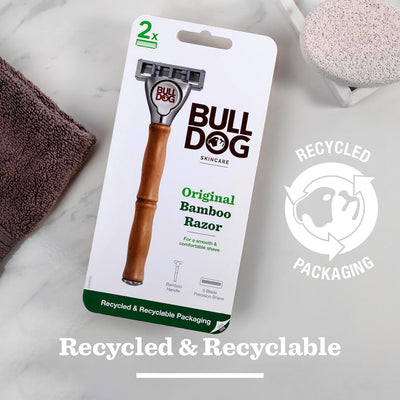 Rasoir Bulldog Skincare Original Bamboo pour hommes avec 2 recharges de lames