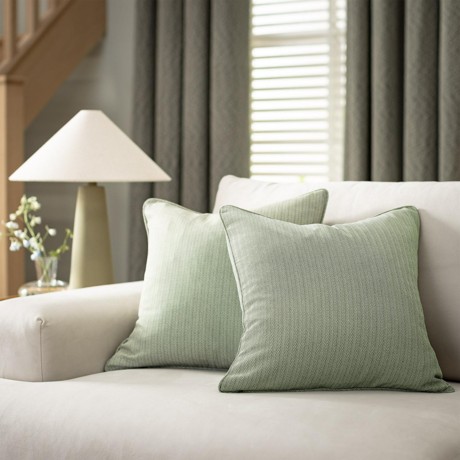 Habitat Herringbone Cushion Cover Moss Green 43x43cm , UK version