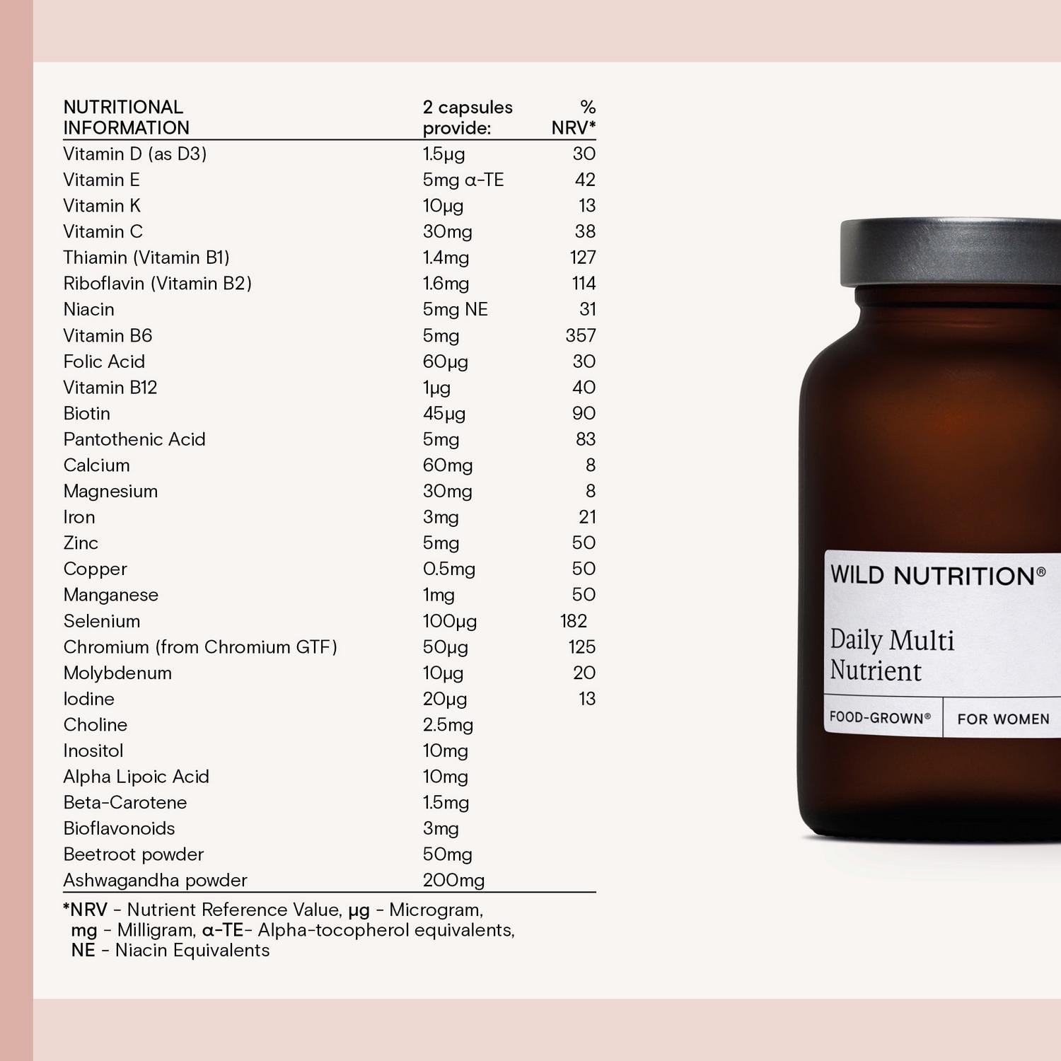 Daily Multi-Nutrient Capsules with Ashwagandha for Hormone and Energy Support, 60 Capsules