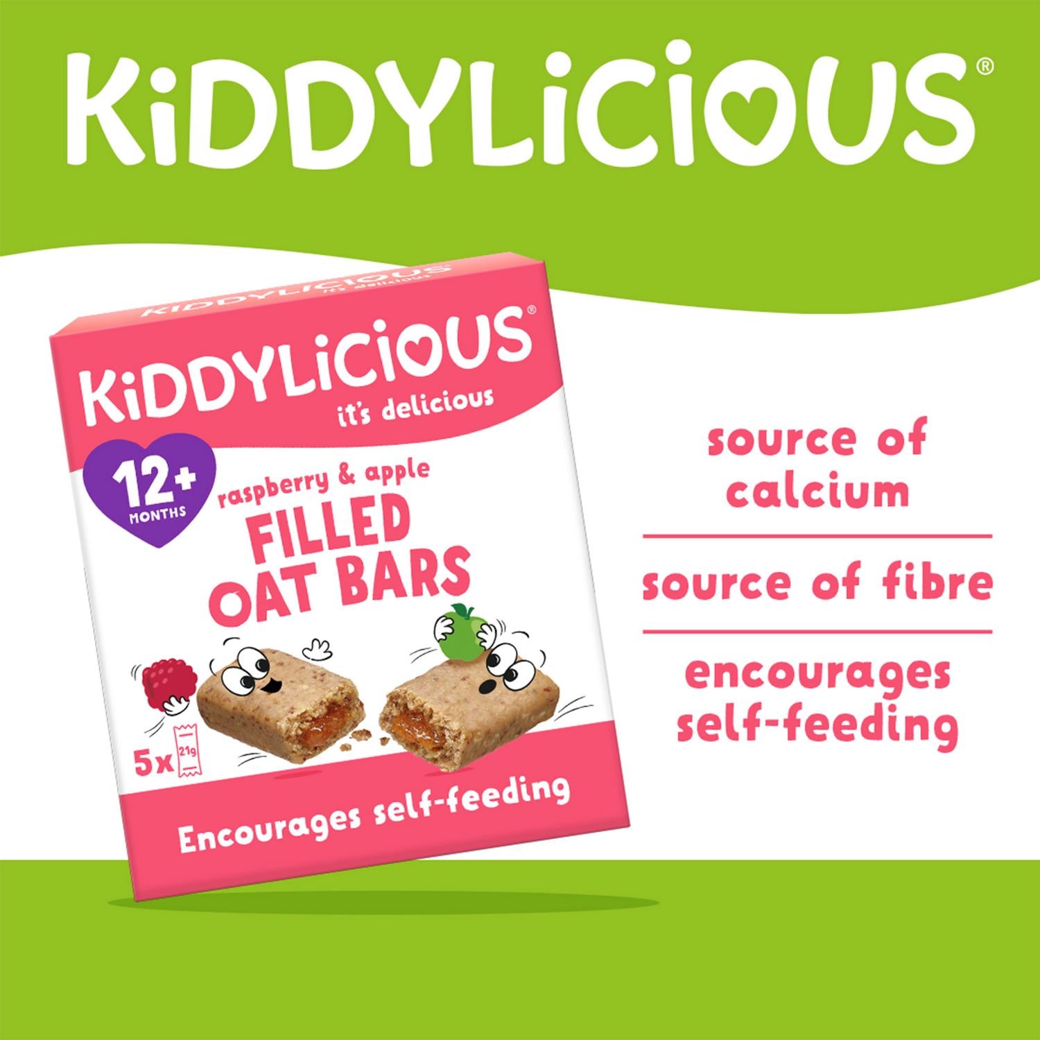 Kiddylicious Raspberry Apple Oat Bars 5 x 21g, UK version