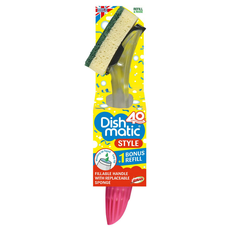 Dishmatic washing up handle with bonus refill - British product