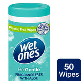 Wet Ones Antibacterial Hand Wipes Fragrance Free Aloe 50 Pack (British brand)
