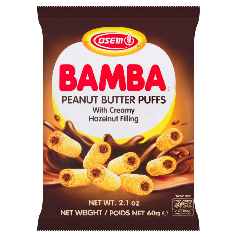 Osem Peanut Puffs Hazelnut Filling 60g, imported from the UK