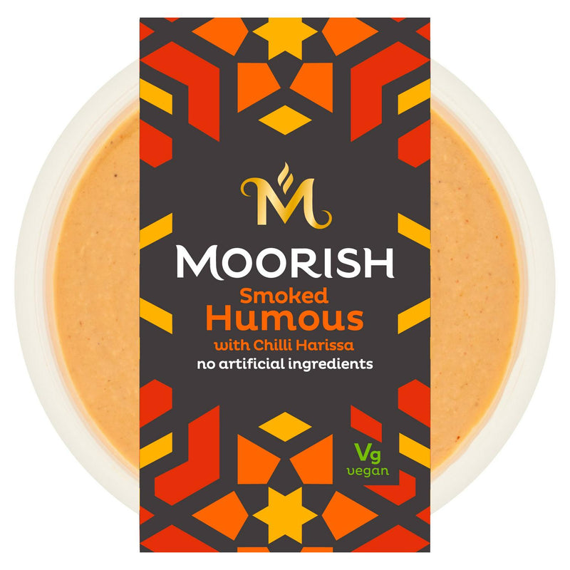 Moorish Smoked Humous with Chilli Harissa 150g, imported from the UK