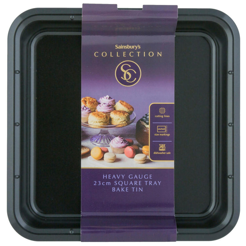 Sainsbury's Square Tray Bake Tin Black 23cm, imported from the UK