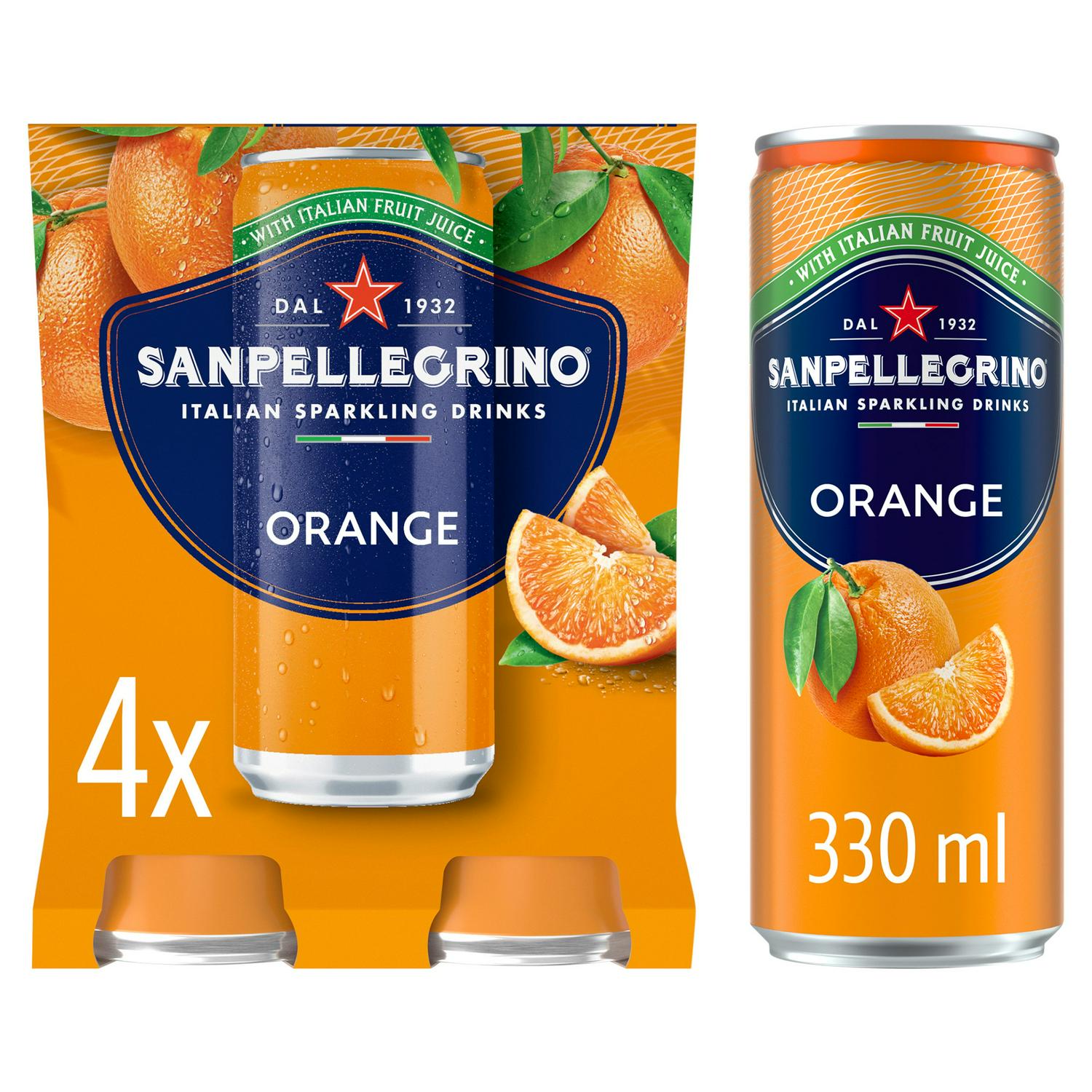 San Pellegrino Orange Sparkling Drink 4 x 330ml (British brand)