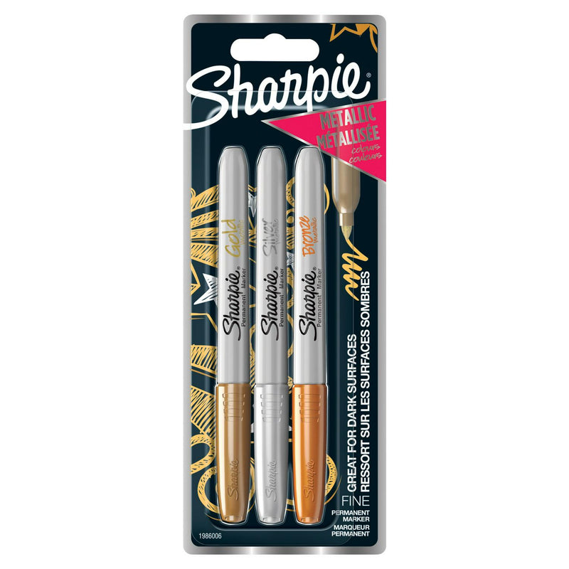 Sharpie metallic markers pack of 3 gold silver bronze (British brand)