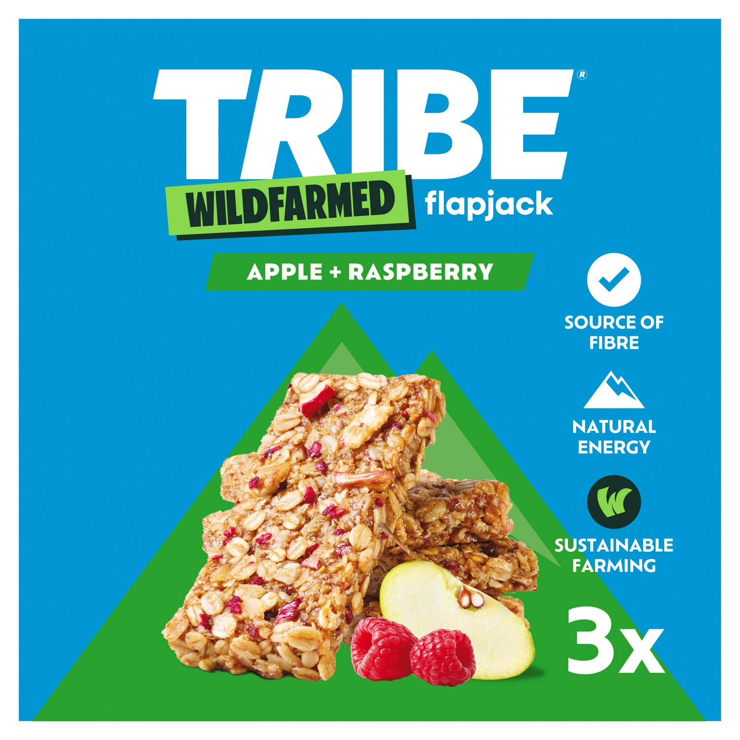 Tribe Flapjack Bars Apple and Raspberry 3 x 50g (British brand)