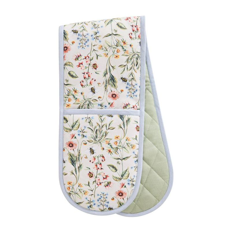Sainsbury's bee floral double oven gloves cotton (British brand)