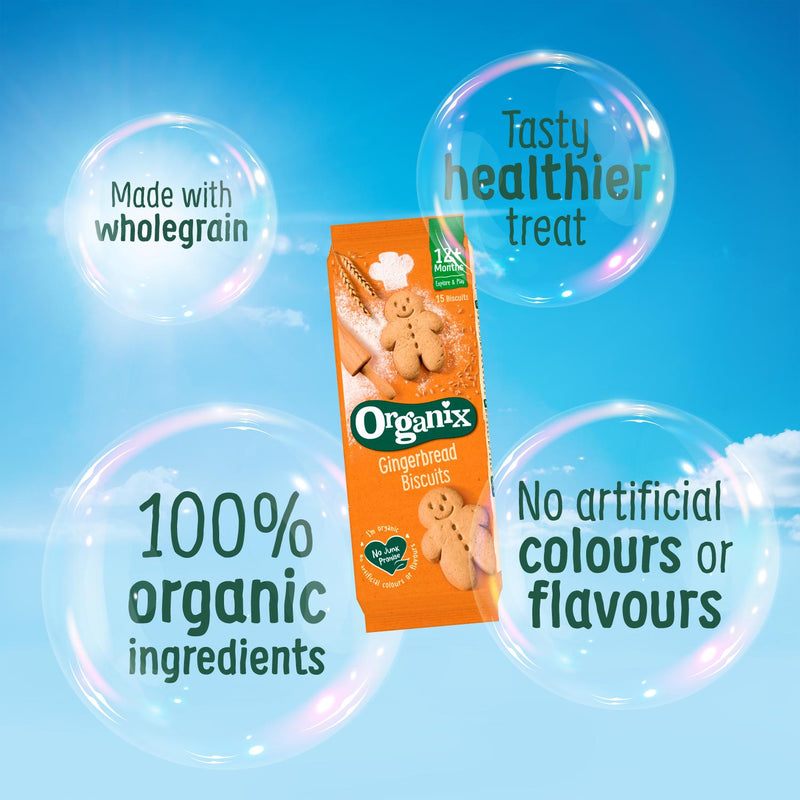 Organix Mini Gingerbread Men Biscuits 5x20g, imported from the UK