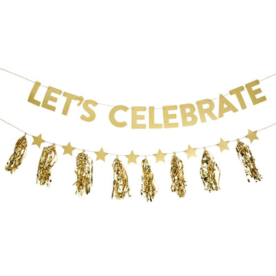Sainsburys Sainsbury's Home Let's Celebrate Bunting Gold 2.5m Decoration Kit- Buy online at McGrocer