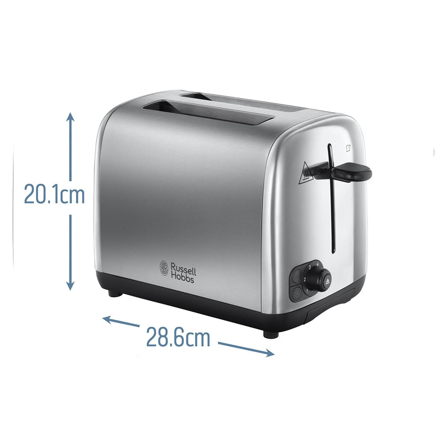 Russell Hobbs 2 slice toaster stainless steel 26.6x16.8x20cm, imported from the UK