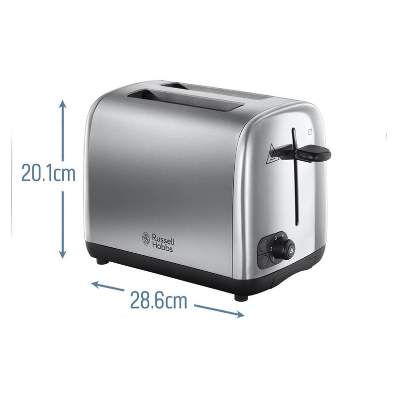 Russell Hobbs 2 slice toaster stainless steel 26.6x16.8x20cm, imported from the UK
