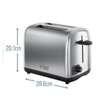 Russell Hobbs 2 slice toaster stainless steel 26.6x16.8x20cm, imported from the UK
