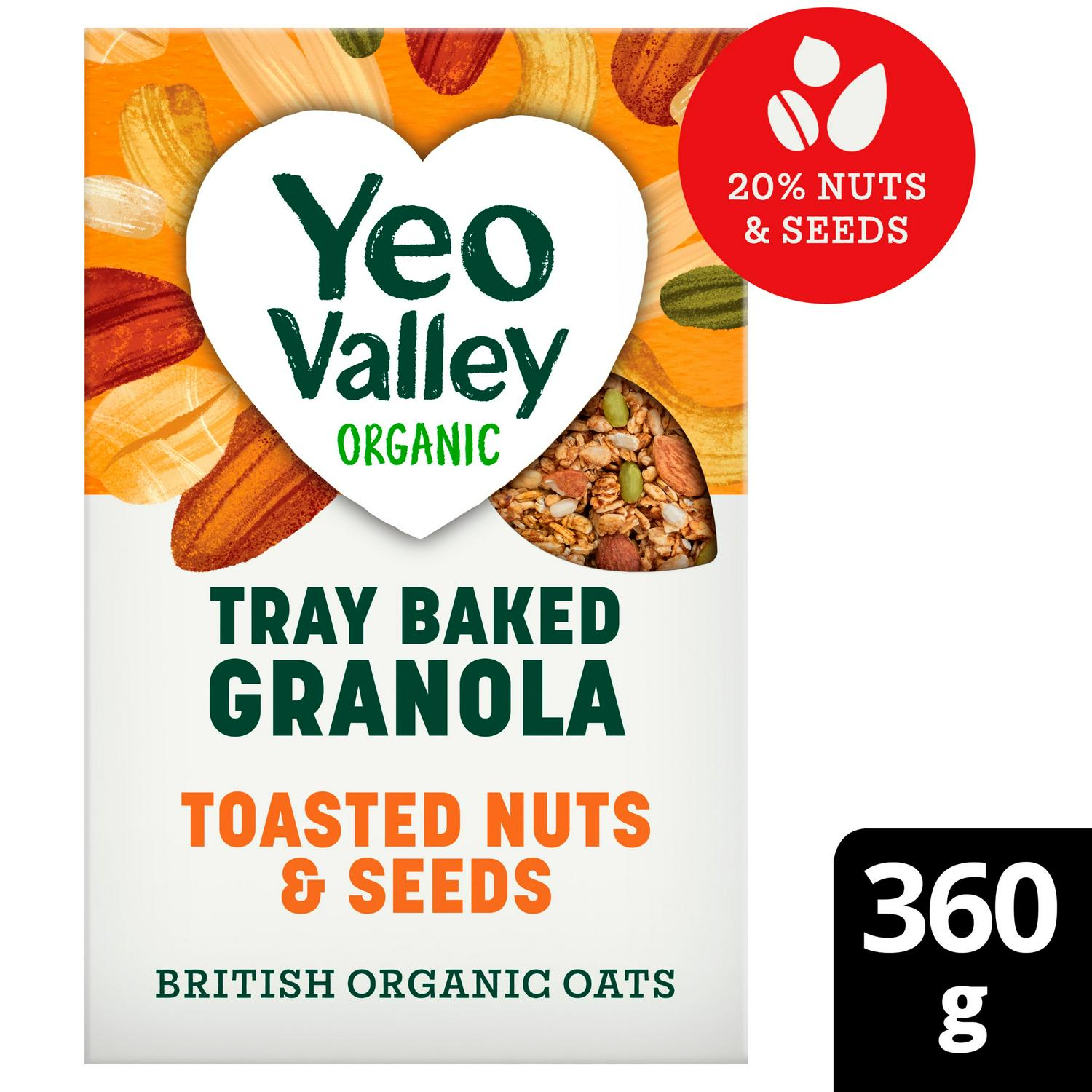Yeo Valley Organic Granola Toasted Nuts & Seeds 360g (British brand)