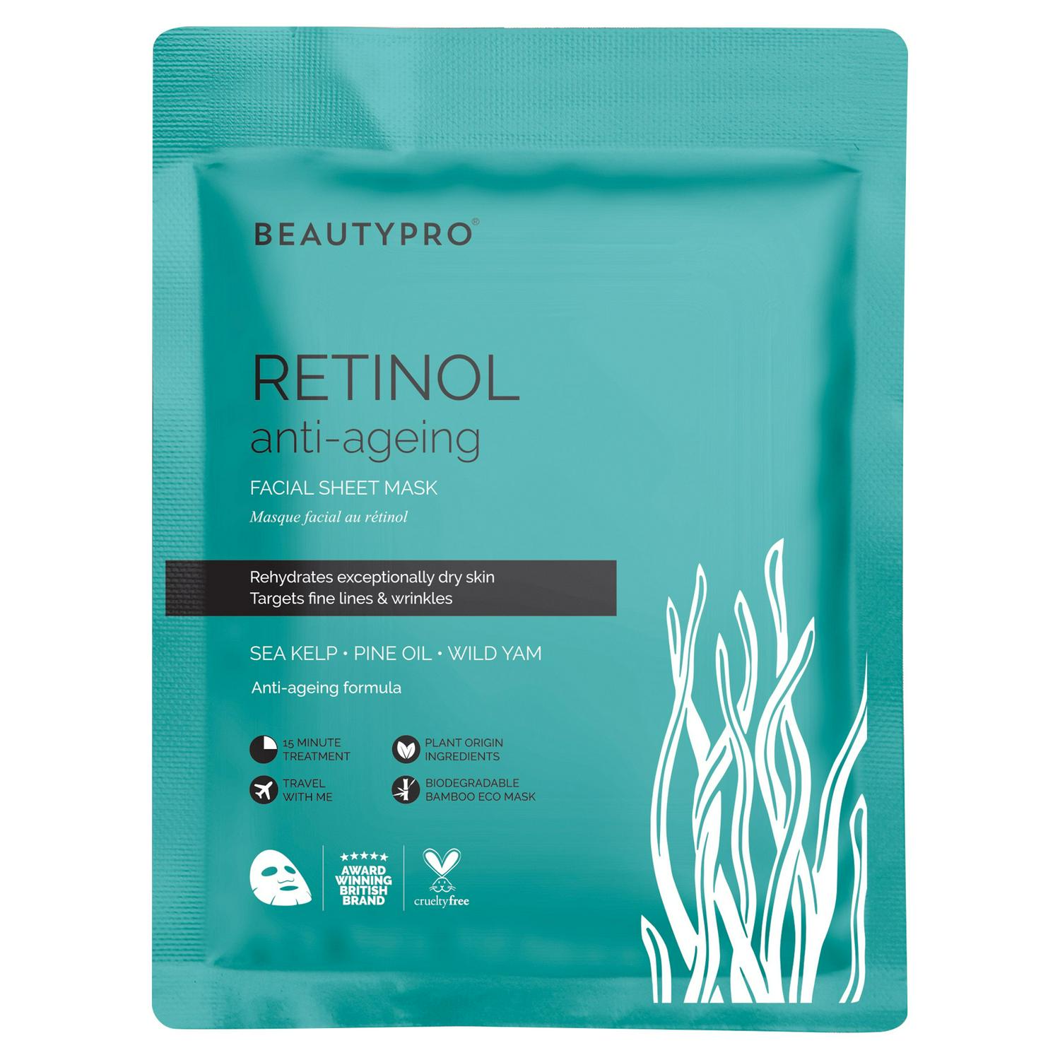 BeautyPro Retinol Anti-Ageing Sheet Mask 22ml - British product
