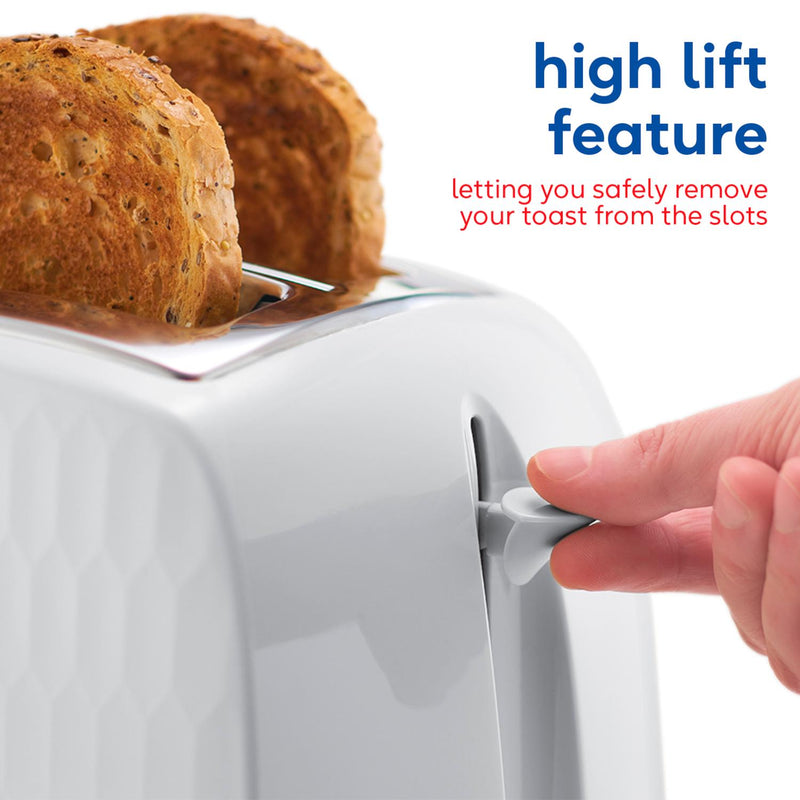 Russell Hobbs Honeycomb white 2 slice toaster, UK version