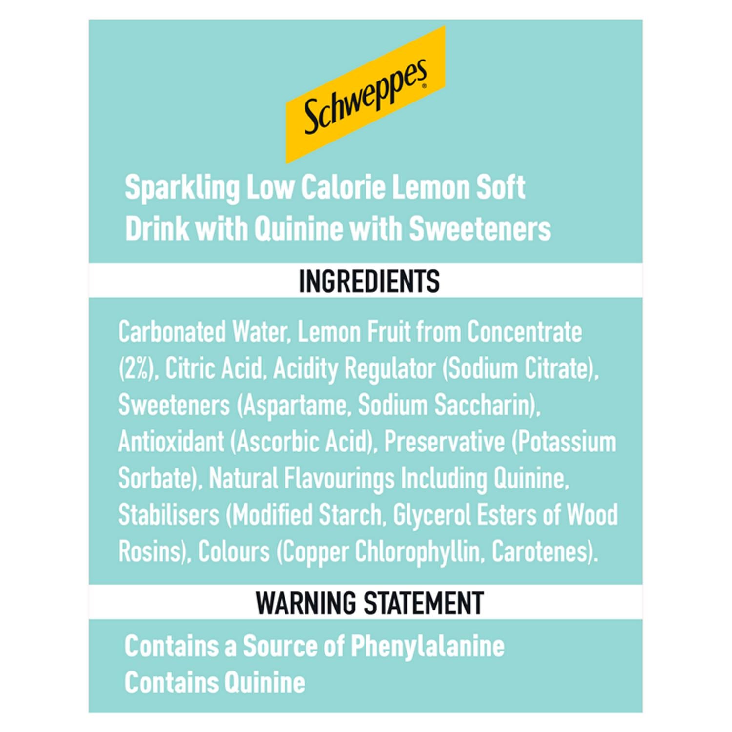 Schweppes Slimline Bitter Lemon soft drink 1L (British brand)