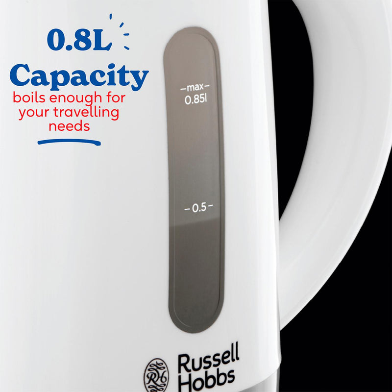 Russell Hobbs Travel Kettle White 850ml, imported from the UK