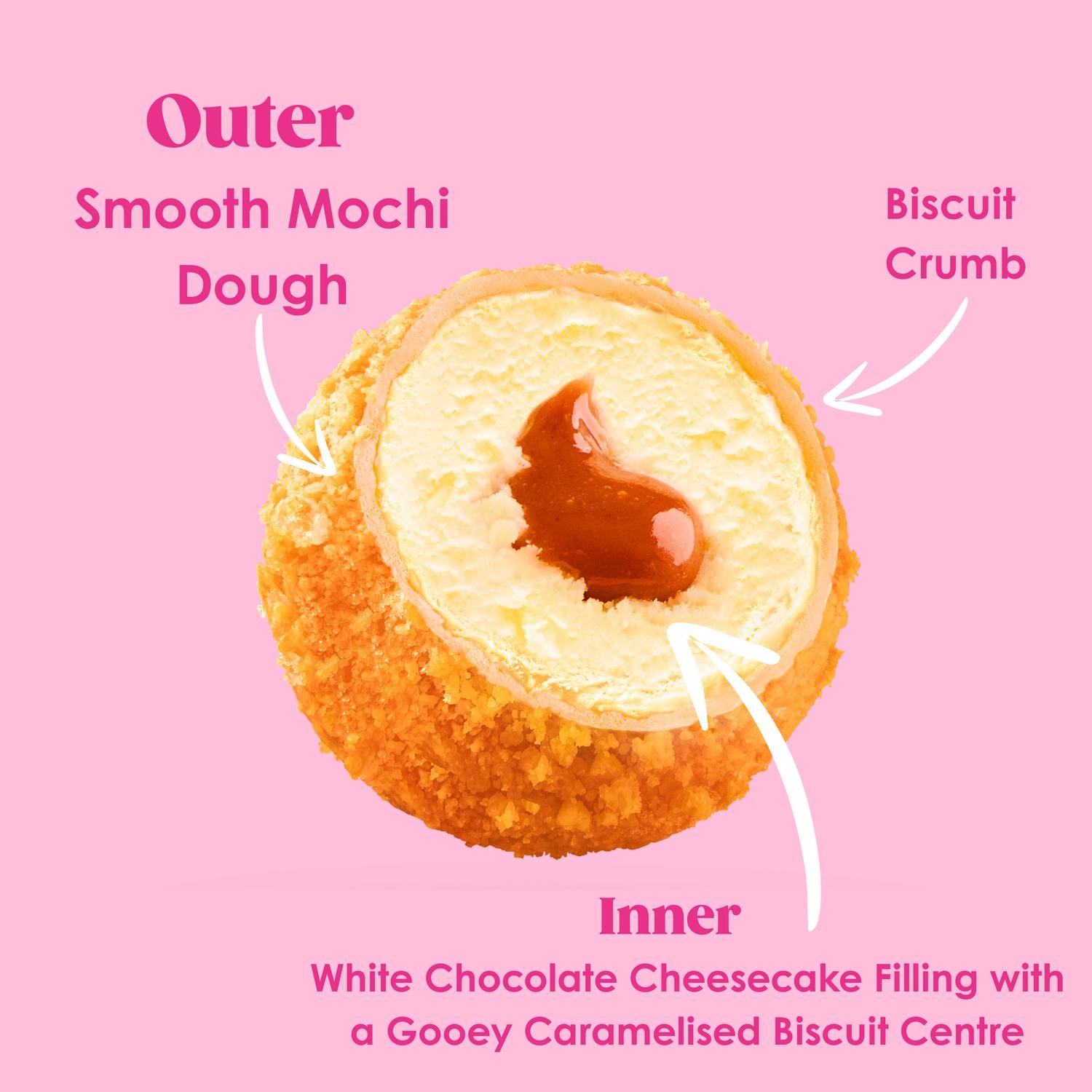 Little Moons cheesecake bites caramelised biscuit white chocolate 120g, UK version
