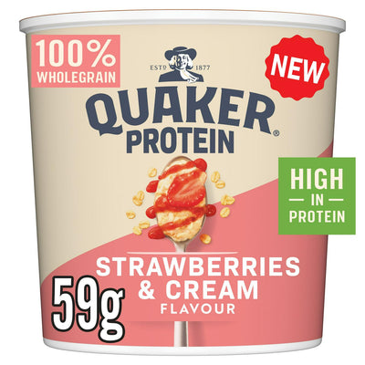 Sainsburys High Protein Strawberries & Cream Flavour Porridge Pot 58g- Buy online at McGrocer
