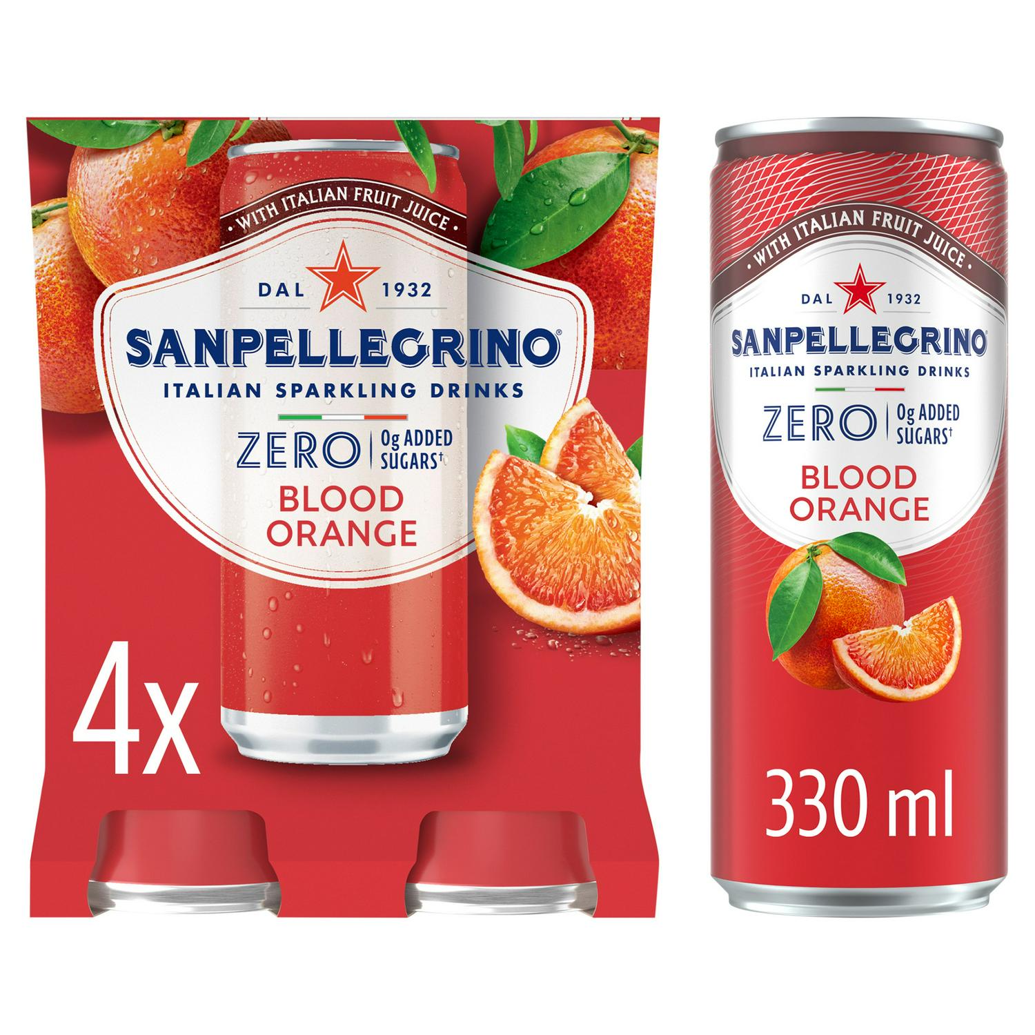 San Pellegrino Sparkling Drink Blood Orange 4 x 330ml (British brand)