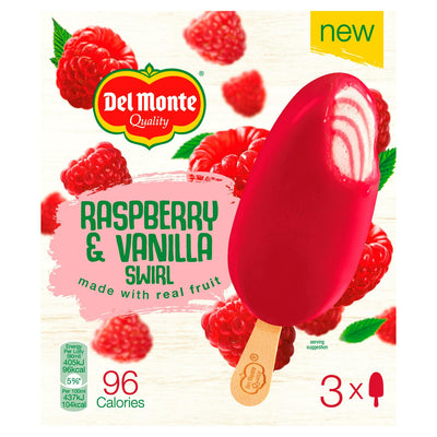آيس كريم Del Monte Raspberry & Vanilla Swirl 3 × 90 مل - اشترِ عبر الإنترنت من McGrocer