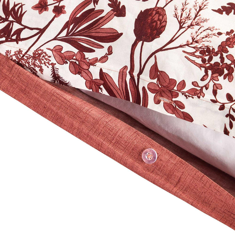 Sainsburys Foliage Print Bedding Set Burgundy Various Sizes (British brand)