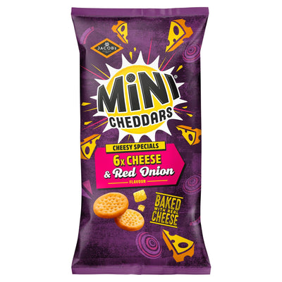 Sainsburys Jacob's Mini Cheddars Ost & Rødløk Salte Kjeks Multipack 6 x 23g - Kjøp på nett hos McGrocer