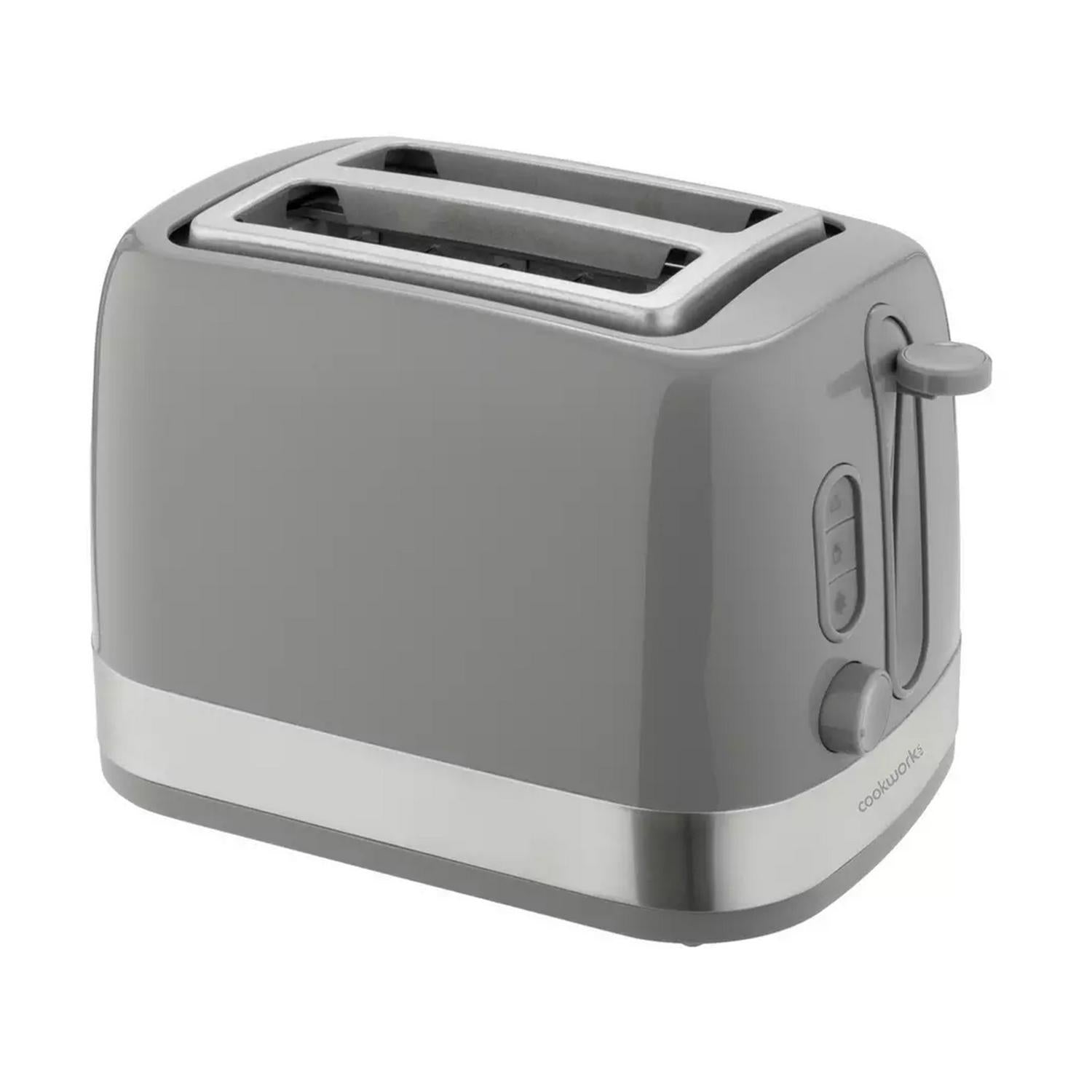 Cookworks Illuminated 2 Slice Toaster Grey Plastic - British product